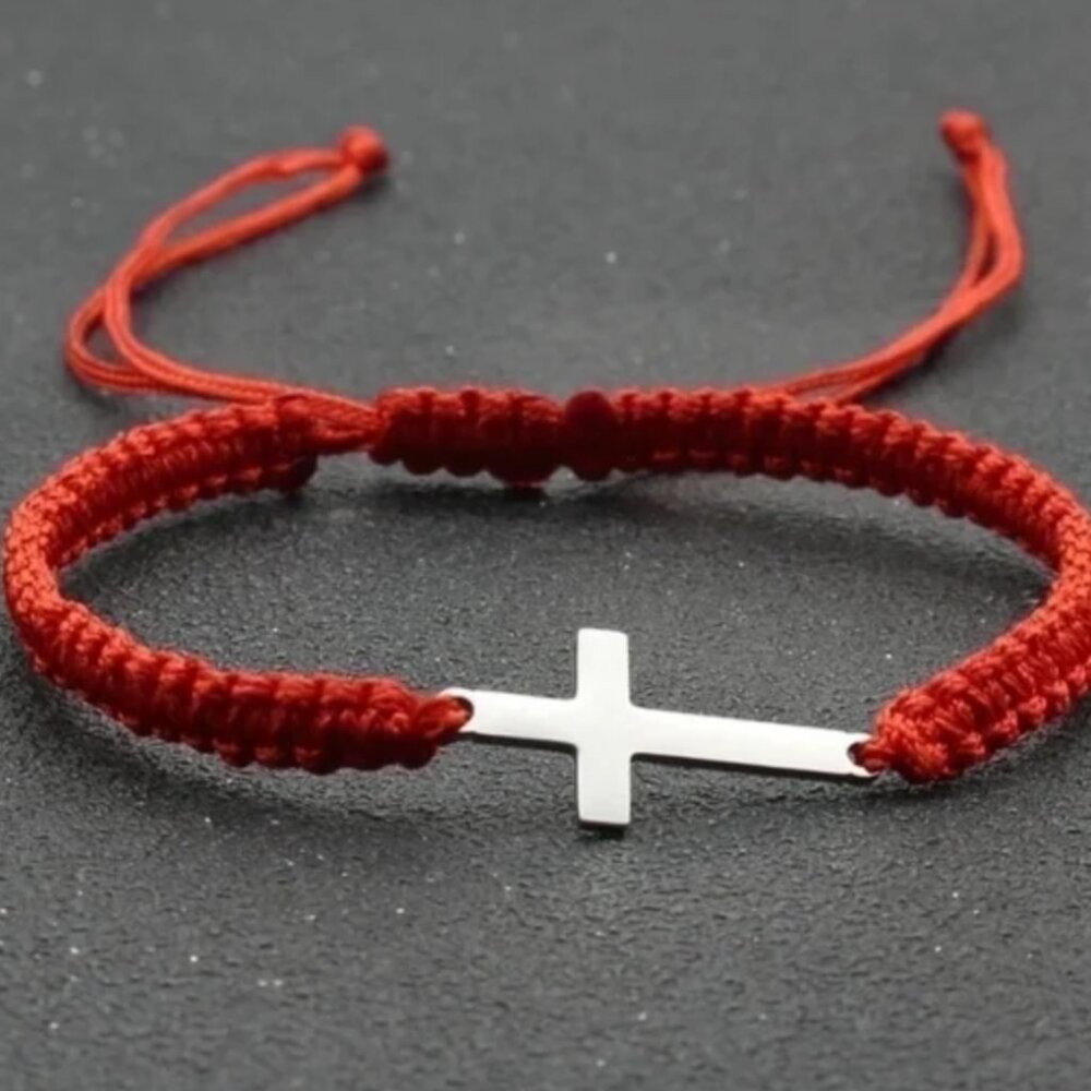 Cross or Paw Print Stainless Steel Polyester Men's Wristband